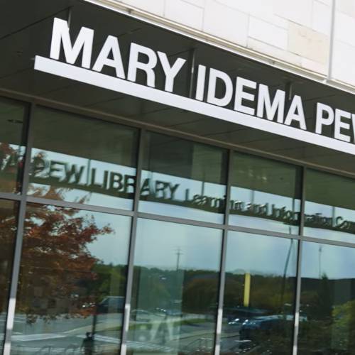 front of Mary Idema Pew Library